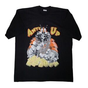 Vtg Y2K T-Shirt Ante Up Hip Hop Rap Streetwear Heavyweight Black Cotton Men 3XLT